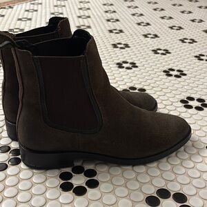 Thursday Boot Company Women's Dark Brown Suede Chelsea Booties